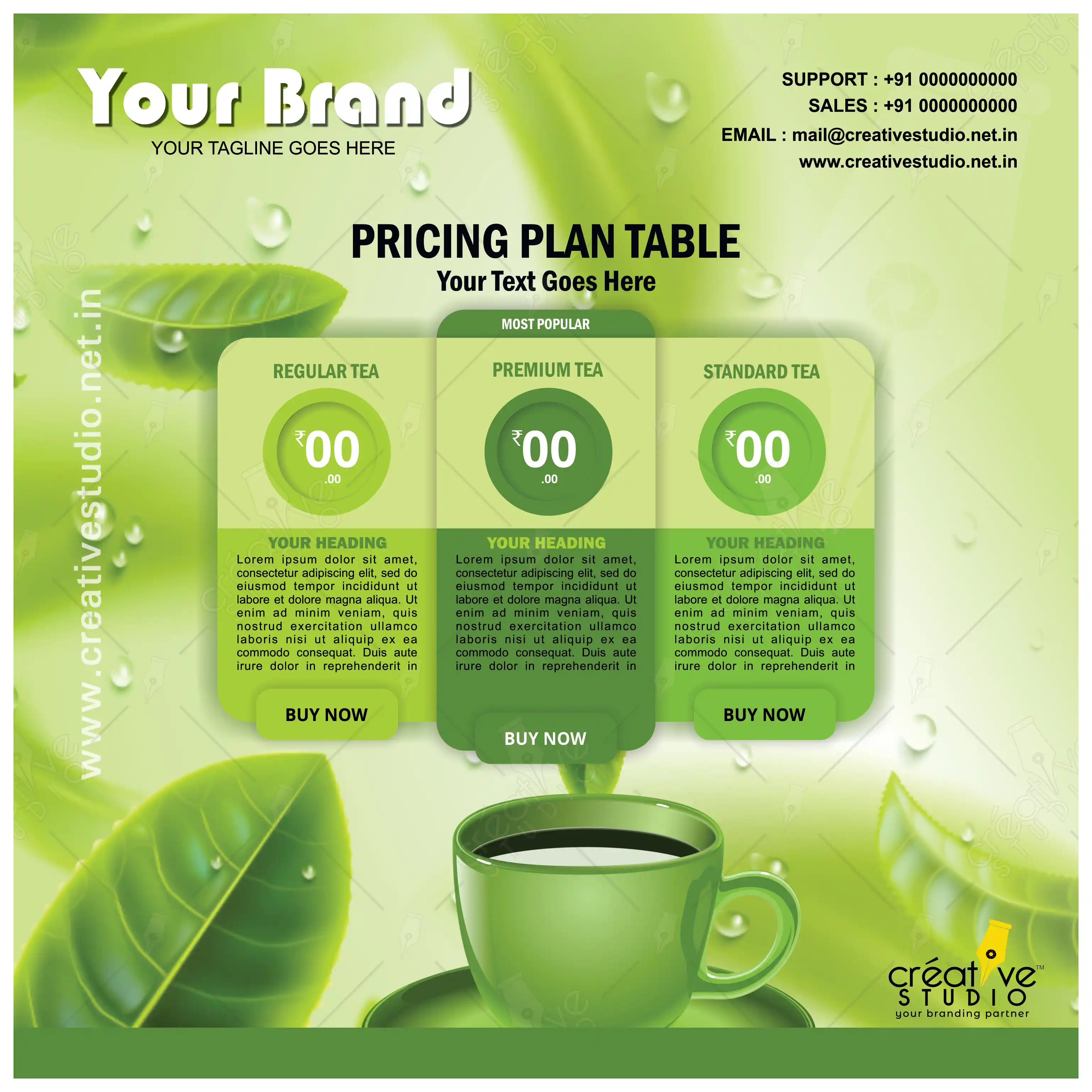 TEA PRICE PLAN TABLE - Price List Portfolio by Creative Studio